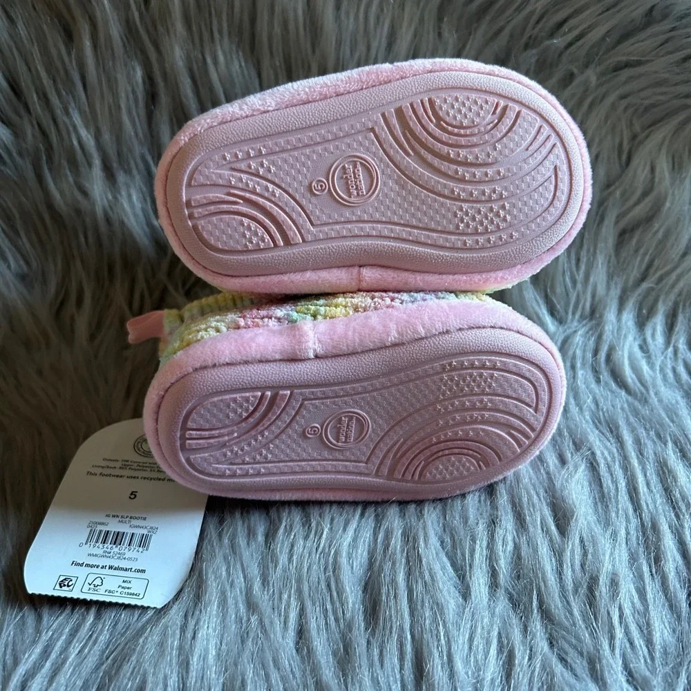 Wonder‎ Nation Rainbow Slippers Girl's Size 5 Booties Shoes Slip On Adjustable